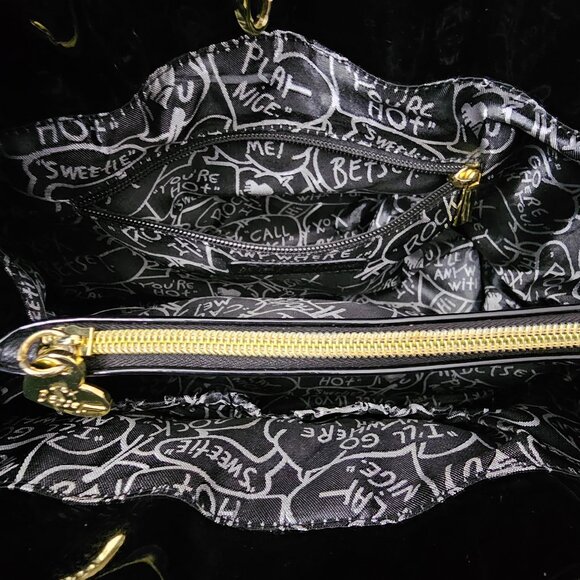 Betsey Johnson New Double Big Bow Black And White Satchel Shoulder Handbag - Picture 4 of 16